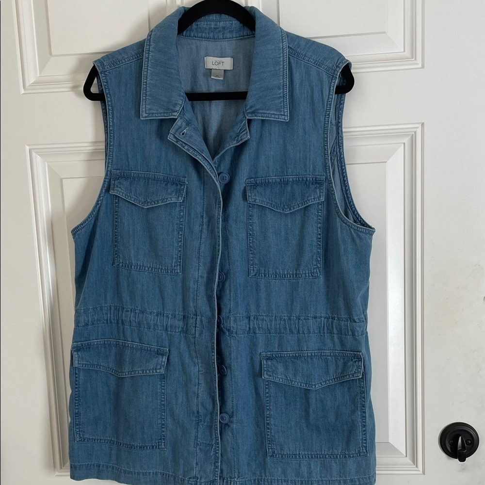 LOFT Blue Chambray Vest